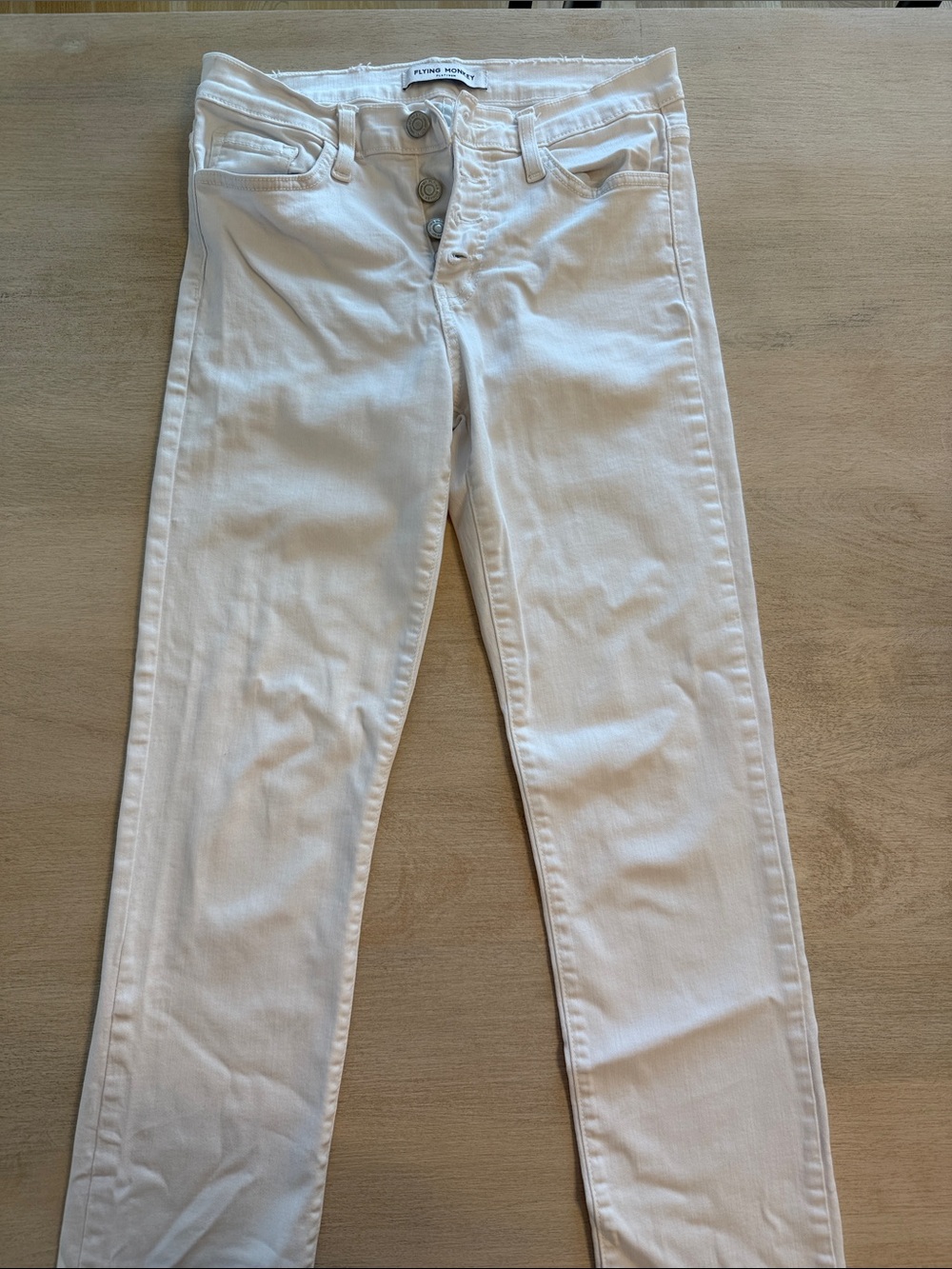 Flying Monkey Women's White High-Rise Skinny Jeans with Button Fly